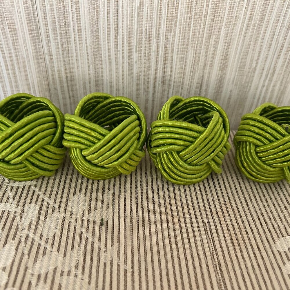 Se t of 4 Lime Green Knots Napkin Holders Rope/Corded Stylish